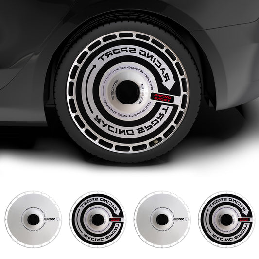 Custom Snap On Hub Covers for Tesla Model Y, Wheel Cover Replacement Set, Rim Protectors Impact Resistant, Suitable for 2021-2024 (Black and White,19/20 inch)