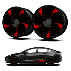 19/ 20 Inch Wheel Covers for Tesla Model Y Juniper Crossflow Wheels 2025, Centers Lock Installation Rim Protector, Full Coverage Hubcaps Exterior Accessories (0336-Red, 4 PCS)