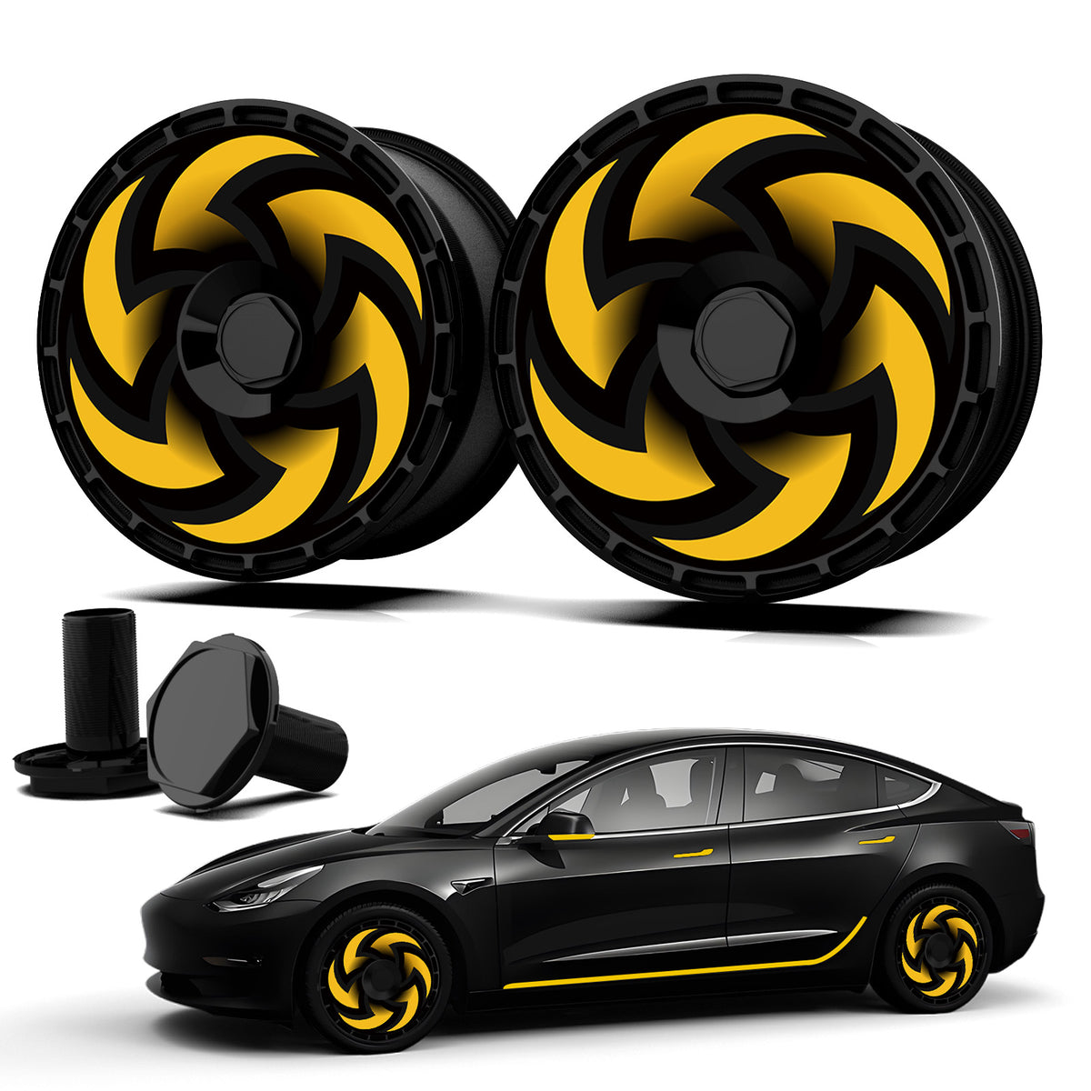 19/ 20 Inch Wheel Covers for Tesla Model Y Juniper Crossflow Wheels 2025, Centers Lock Installation Rim Protector, Full Coverage Hubcaps Exterior Accessories (0149, 4 PCS)