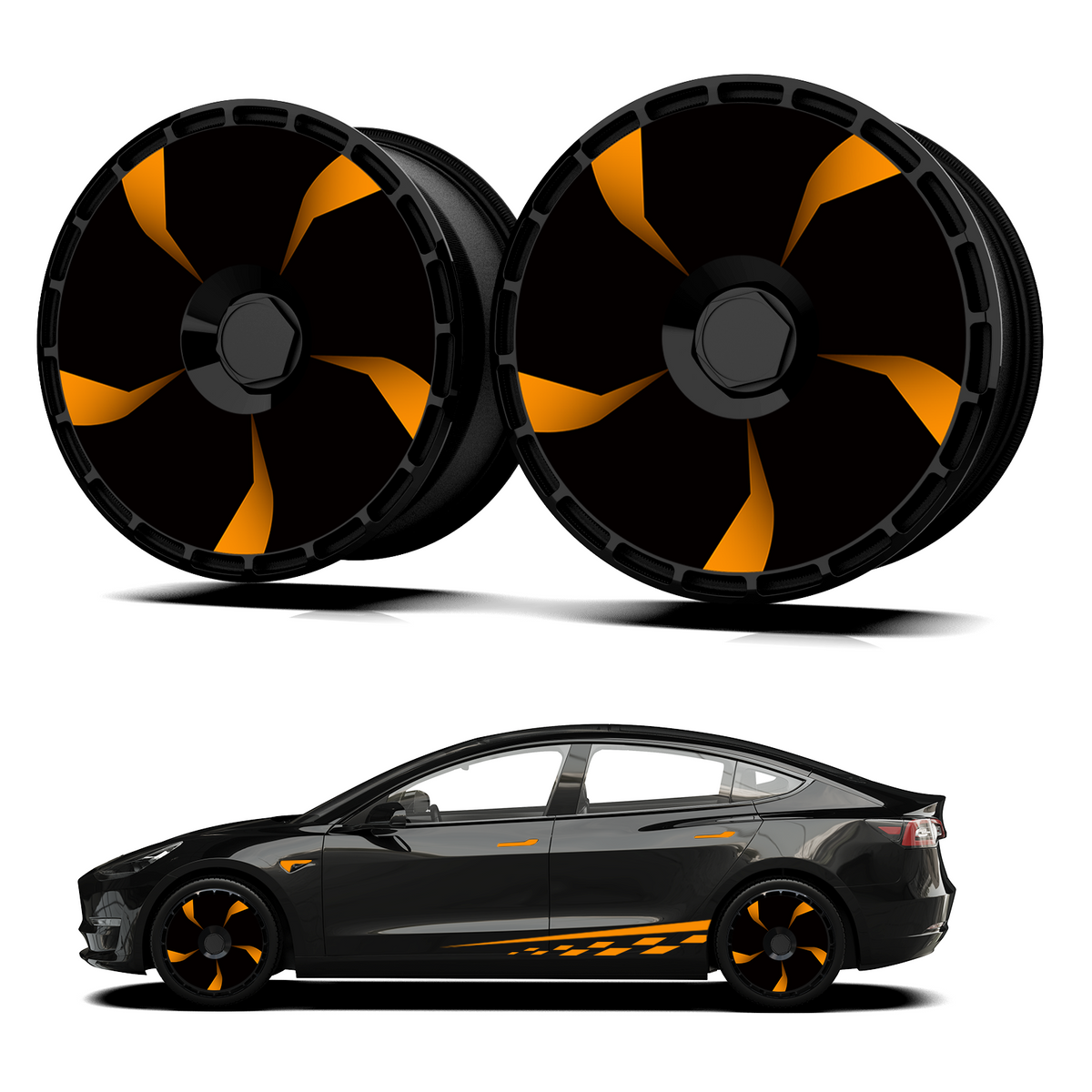 19/ 20 Inch Wheel Covers for Tesla Model Y Juniper Crossflow Wheels 2025, Centers Lock Installation Rim Protector, Full Coverage Hubcaps Exterior Accessories (0336-Yellow, 4 PCS)