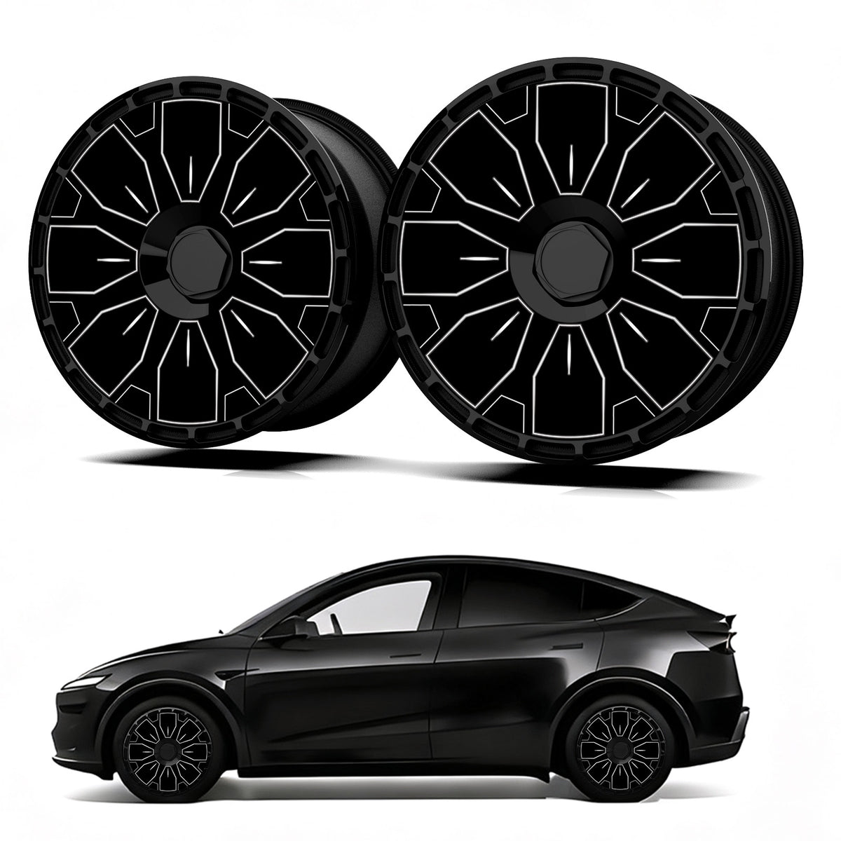 19/ 20 Inch Wheel Covers for Tesla Model Y Juniper Crossflow Wheels 2025, Centers Lock Installation Rim Protector, Full Coverage Hubcaps Exterior Accessories (0347, 4 PCS)