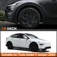 19 in Wheel Covers for Tesla Model Y Juniper Crossflow Wheels 2025, Centers Lock Installation Hubcaps, ABS Material Rim Protector Exterior Accessories (Black, 4PCS)