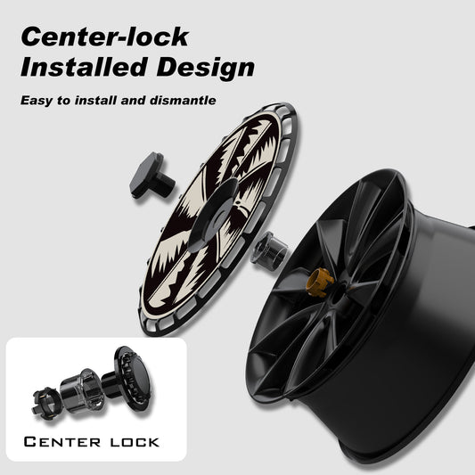 Custom Wheel Covers for Tesla Model S/X/Cybertruck Wheel Hubs, Replaceable Rim Protector, Durable Scratch, Center Lock Installation (0102，Set of 4)