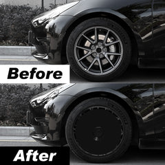 Wheel Covers for Tesla Model S/X/Cybertruck, Full Coverage Hubcaps Replacement, Centers Lock Installation Rim Cover Protector (Pure Black, Set of 4)