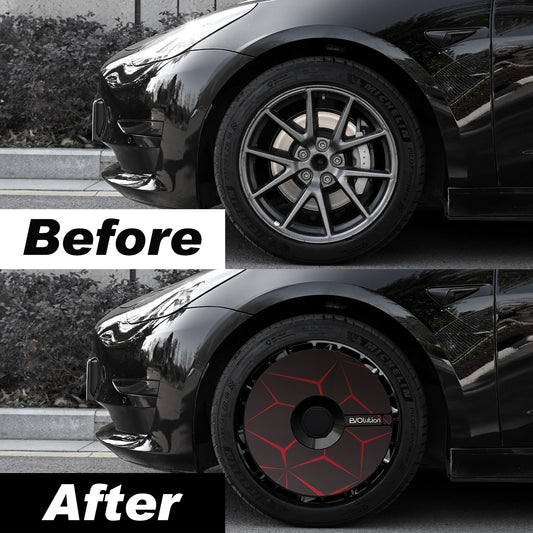 Custom Snap On Hub Covers for Tesla Model Y, Wheel Cover Replacement Set, Rim Protectors Impact Resistant, Suitable for 2021-2024 (Lava,19/20 Inch )