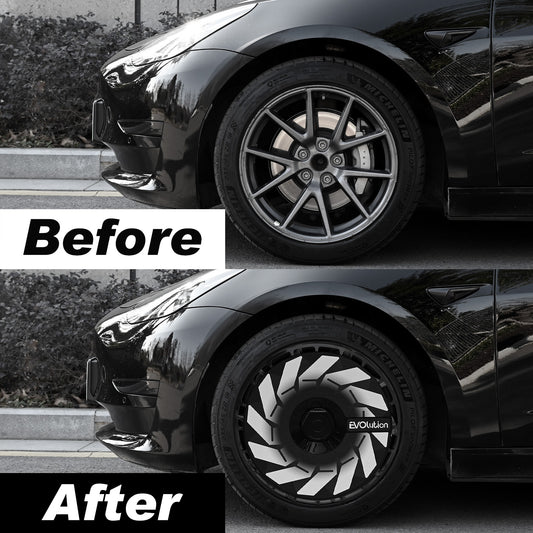 Wheel Covers for Tesla Model X/S/ Cybertruck, Full Coverage Hubcaps Replacement, Centers Lock Installation Rim Cover Protector (Hurricane, Set of 4)
