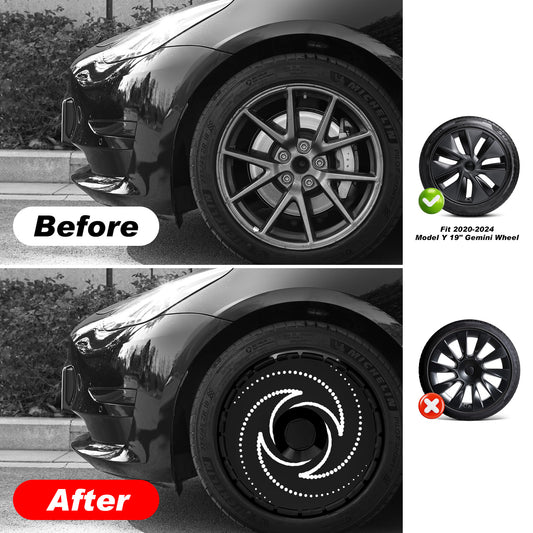 Wheel Covers for BYD Han, Full Coverage Hubcaps Replacement, Centers Lock Installation Rim Cover Protector (Little Cyclone, Set of 4)