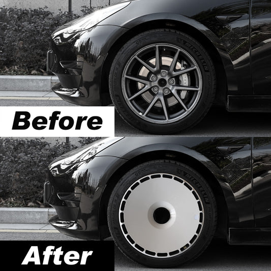 Custom Wheel Covers for Tesla Model 3 Highland Wheel Hubs, Replaceable Rim Protector, Durable Scratch, Center Lock Installation Fit 2024-2025（Pure White）