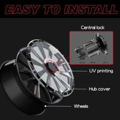 4PCS 19/20 Inch Transparent Wheel Covers for Tesla Model Y Gemini Wheel Hubs 2020-2024, Full Coverage Wheel Hubcaps Replacement, Unique Centers Lock Installation Rim Protector