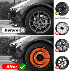 18 Inch Custom Snap On Hub Covers for Tesla Model 3 highland , Wheel Covers Replacement Set, Rim Protectors Impact Resistant, Suitable for 2024-2025 (Orange Legend)