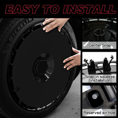 18 Inch Custom Snap On Hub Covers for Tesla Model 3, Wheel Covers Replacement Set, Rim Protectors Impact Resistant, Suitable for 2017-2023 (Pure Black)
