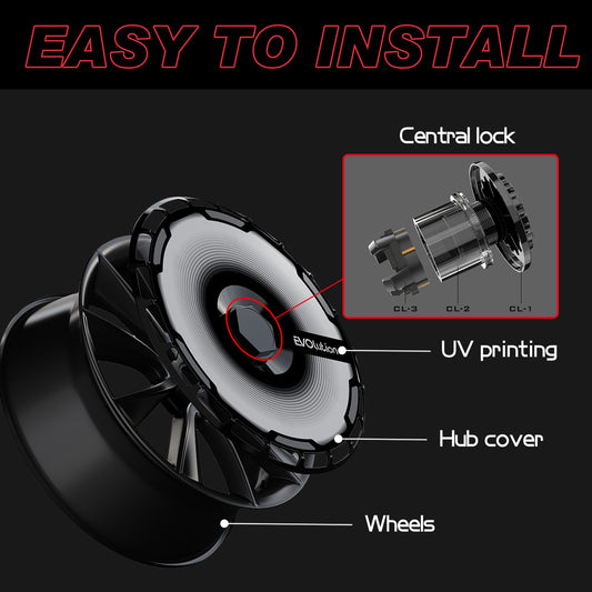 Wheel Covers for BYD Han, Full Coverage Hubcaps Replacement, Centers Lock Installation Rim Cover Protector (Black Hole, Set of 4)