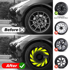 Wheel Covers for Tesla Model 3 Highland 18-Inch, Snap-On Full Coverage Rim Protector, Less Wind Drag, OEM External Accessories Car Decoration, Fit 2024-2025,Hurricane-Green