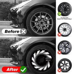 Custom Snap On Hub Covers for Tesla Model 3 Highland, Wheel Covers Replacement Set, Rim Protectors Impact Resistant, Suitable for 2024-2025 (Hurricane ,18 Inch)