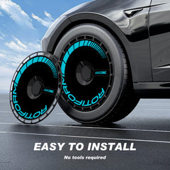 (4-Pack) Wheel Covers for Tesla Model Y Wheel Hubs, Full Coverage Rim Protector, Snap-On Hubcaps for Scratch Resistance, Fits 2021-2024, 0038, 19/20 inch