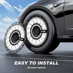 (4-Pack) Wheel Covers for Tesla Model Y Wheel Hubs, Full Coverage Rim Protector, Snap-On Hubcaps for Scratch Resistance, Fits 2021-2024, 0017, 19/20 inch