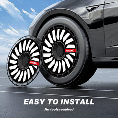 (4-Pack) Wheel Covers for Tesla Model Y Wheel Hubs, Full Coverage Rim Protector, Snap-On Hubcaps for Scratch Resistance, Fits 2021-2024, 0044, 19/20 inch