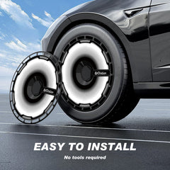 Custom Snap On Hub Covers for Tesla Model Y, Wheel Cover Replacement Set, Rim Protectors Impact Resistant, Suitable for 2021-2024 (Black Hole,19/20 inch）