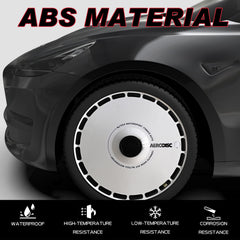 Wheel Covers for Tesla Model Y Gemini Wheel Hubs, Full Coverage Rim Protector, Snap-On Hubcaps for Scratch Resistance, Fits 2021-2024, White Ring,19/20 inch