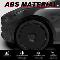 Wheel Covers for Tesla Model Y, Full Coverage Hubcaps Replacement, Centers Lock Installation Rim Cover Protector (Pure Black, Set of 4, 19/20 Inch )