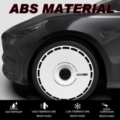 Wheel Covers for Tesla Model Y, Full Coverage Hubcaps Replacement, Centers Lock Installation Rim Cover Protector (White Ring, Set of 4, 19/20 Inch )