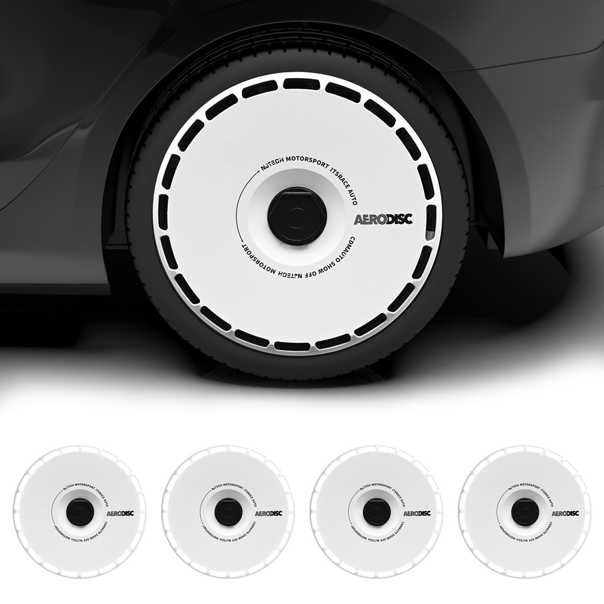 Wheel Covers for Tesla Model 3 Standard – Full Coverage Hubcaps Replacement, Snap-On Center Lock Rim Protector, White Ring, Set of 4