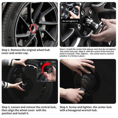 Custom Wheel Covers for Tesla Model S/X/Cybertruck Wheel Hubs, Replaceable Rim Protector, Durable Scratch, Center Lock Installation (0102，Set of 4)