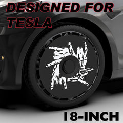 18 Inch Custom Snap On Hub Covers for Tesla Model 3, Wheel Covers Replacement Set, Rim Protectors Impact Resistant, Suitable for 2021-2024 (Eros)