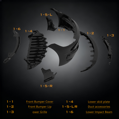 Front Bumper Cover Kit Compatible with Tesla Model 3 Highland / Lower grille, Front lip- Full Body Set