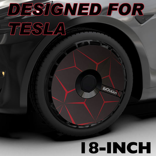 18 Inch Custom Snap On Hub Covers for Tesla Model 3, Wheel Cover Replacement Set, Rim Protectors Impact Resistant, Suitable for 2021-2024 (Lava)