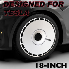 18 Inch Custom Snap On Hub Covers for Tesla Model 3, Wheel Cover Replacement Set, Rim Protectors Impact Resistant, Suitable for 2017-2023 (Black and White)
