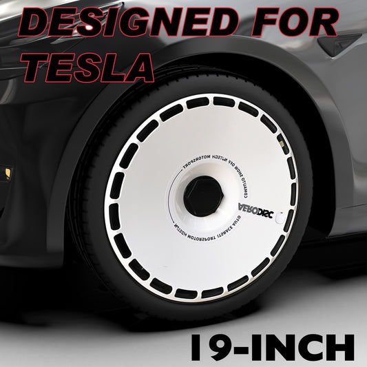 Wheel Covers for Tesla Model Y Gemini Wheel Hubs, Full Coverage Rim Protector, Snap-On Hubcaps for Scratch Resistance, Fits 2021-2024, White Ring,19/20 inch