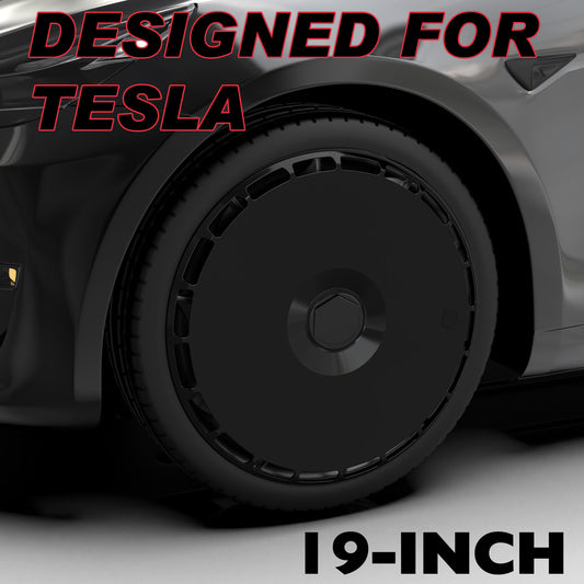 Wheel Covers for Tesla Model Y Gemini Wheel Hubs, Full Coverage Rim Protector, Snap-On Hubcaps for Scratch Resistance, Fits 2021-2024, Pure Black,19/20 inch