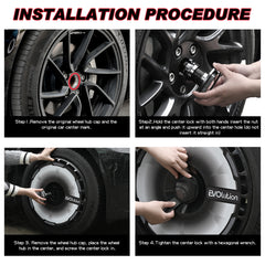 Custom Wheel Covers , Replaceable Rim Protector, Durable Scratch, Center Lock Installation (Black Hole)