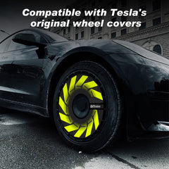 (4-Pack) Wheel Covers for Tesla Model Y Wheel Hubs, Full Coverage Rim Protector, Snap-On Hubcaps for Scratch Resistance, Fits 2021-2024, Hurricane-Green, 19/20 inch