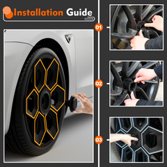 19 in Wheel Covers for Tesla Model Y Juniper Crossflow Wheels 2025, Centers Lock Installation Hubcaps, ABS Material Rim Protector Exterior Accessories (Yellow, 4PCS)