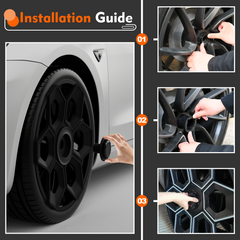 19 in Wheel Covers for Tesla Model Y Juniper Crossflow Wheels 2025, Centers Lock Installation Hubcaps, ABS Material Rim Protector Exterior Accessories (Black, 4PCS)