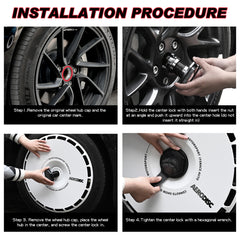 Custom Wheel Covers for Tesla Model 3 Wheel Hubs, Replaceable Rim Protector, Durable Scratch, Center Lock Installation Fit 2017-2023 (White Ring)