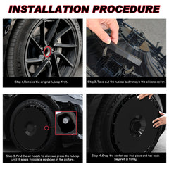 Wheel Covers for Tesla Model Y, Full Coverage Hubcaps Replacement, Centers Lock Installation Rim Cover Protector (Pure Black, Set of 4, 19/20 Inch )