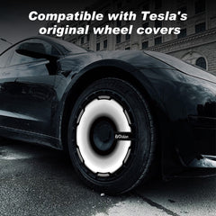 Custom Snap On Hub Covers for Tesla Model Y, Wheel Cover Replacement Set, Rim Protectors Impact Resistant, Suitable for 2021-2024 (Black Hole,19/20 inch）