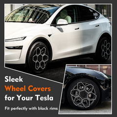 19 in Wheel Covers for Tesla Model Y Juniper Crossflow Wheels 2025, Centers Lock Installation Hubcaps, ABS Material Rim Protector Exterior Accessories (White, 4PCS)