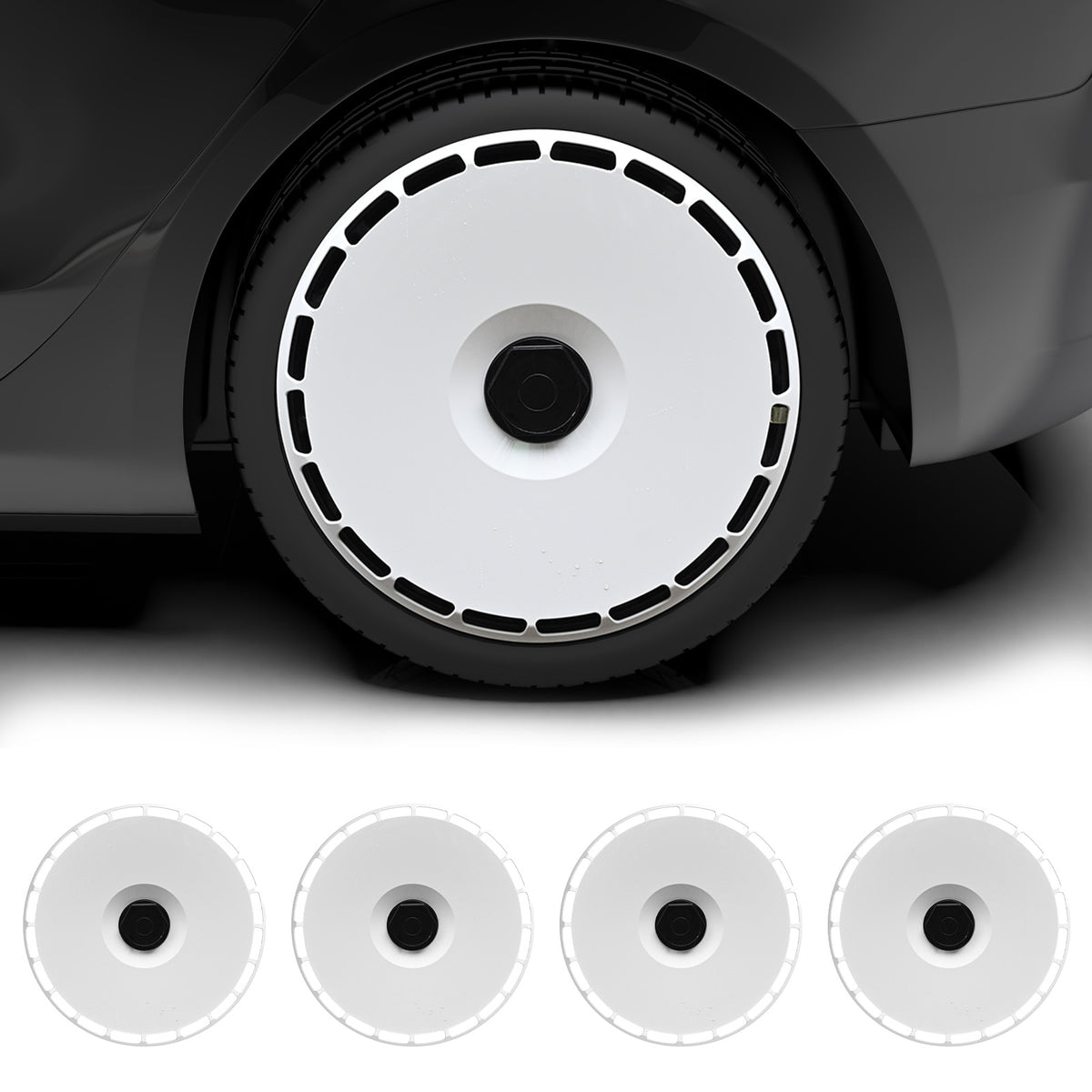 Wheel Covers for BYD Atto 2 , Full Coverage Hubcaps Replacement, Centers Lock Installation Rim Cover Protector (Pure White, Set of 4)