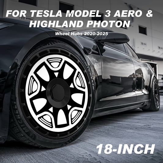 18 Inch Wheel Covers for Tesla Model 3 & Highland, Center Lock Installation Hubcaps, Full Coverage Rim Protector Exterior Accessories for 2017-2025 (4PCS)