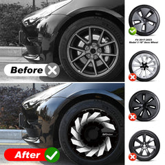 Custom Snap On Hub Covers for Tesla Model 3, Wheel Cover Replacement Set, Rim Protectors Impact Resistant, Suitable for 2017-2023 (Hurricane,18inch)