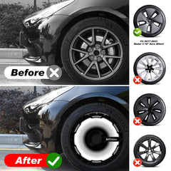 18 Inch Custom Snap On Hub Covers for Tesla Model 3, Wheel Cover Replacement Set, Rim Protectors Impact Resistant, Suitable for 2021-2024 (Black Hole)