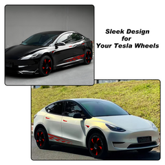 19/ 20 Inch Wheel Covers for Tesla Model Y Juniper Crossflow Wheels 2025, Centers Lock Installation Rim Protector, Full Coverage Hubcaps Exterior Accessories (0336-Red, 4 PCS)