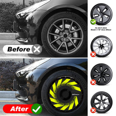 Wheel Cover for Tesla Model 3 18-Inch, Snap-On Full Coverage Rim Protector, Less Wind Drag, Tesla Model 3 Accessories, Fit 2017-2023,Hurricane-Green