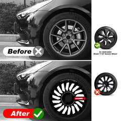 (4-Pack) Wheel Covers for Tesla Model Y Wheel Hubs, Full Coverage Rim Protector, Snap-On Hubcaps for Scratch Resistance, Fits 2021-2024, 0044, 19/20 inch