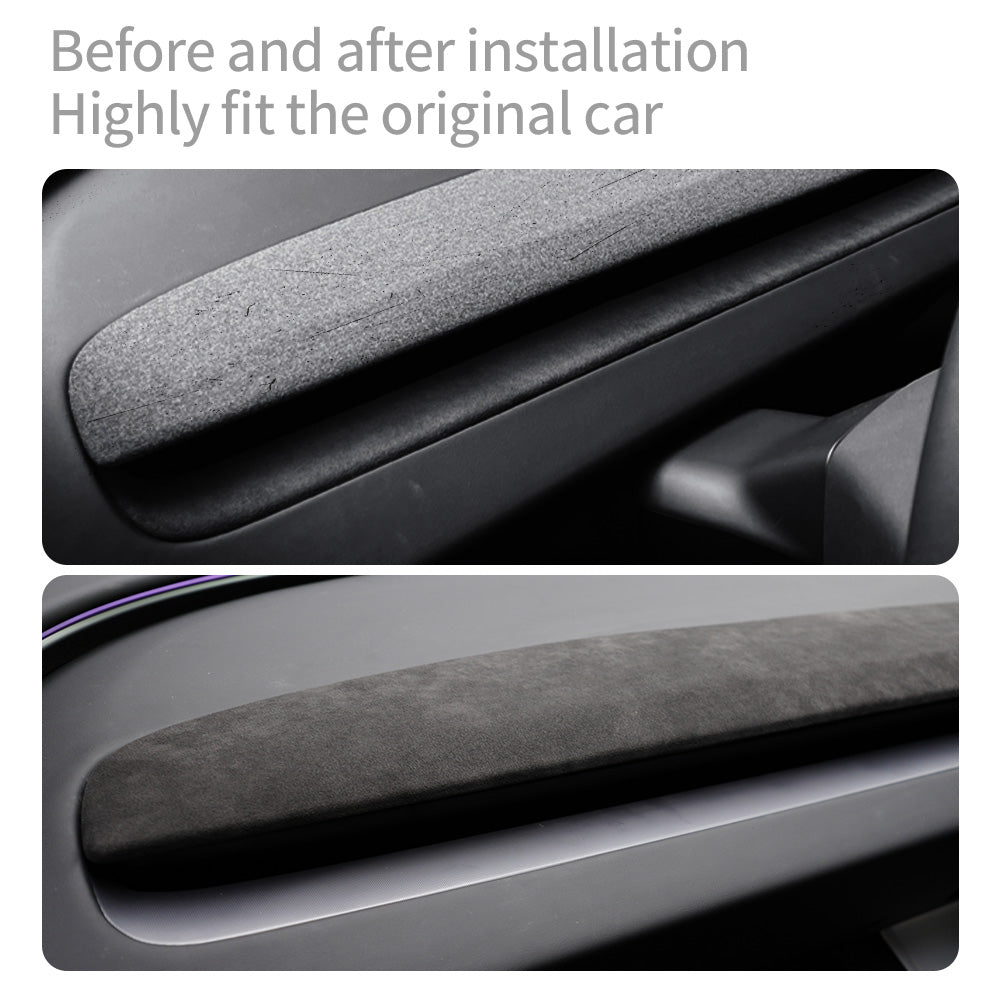 Car Interior Moulding Trim, Removable Dashboard Panel Trims, Alcantara Style Center Console Panels Wrap Styling Mouldings Decor Accessories for Tesla 2024 Model 3 Interiors