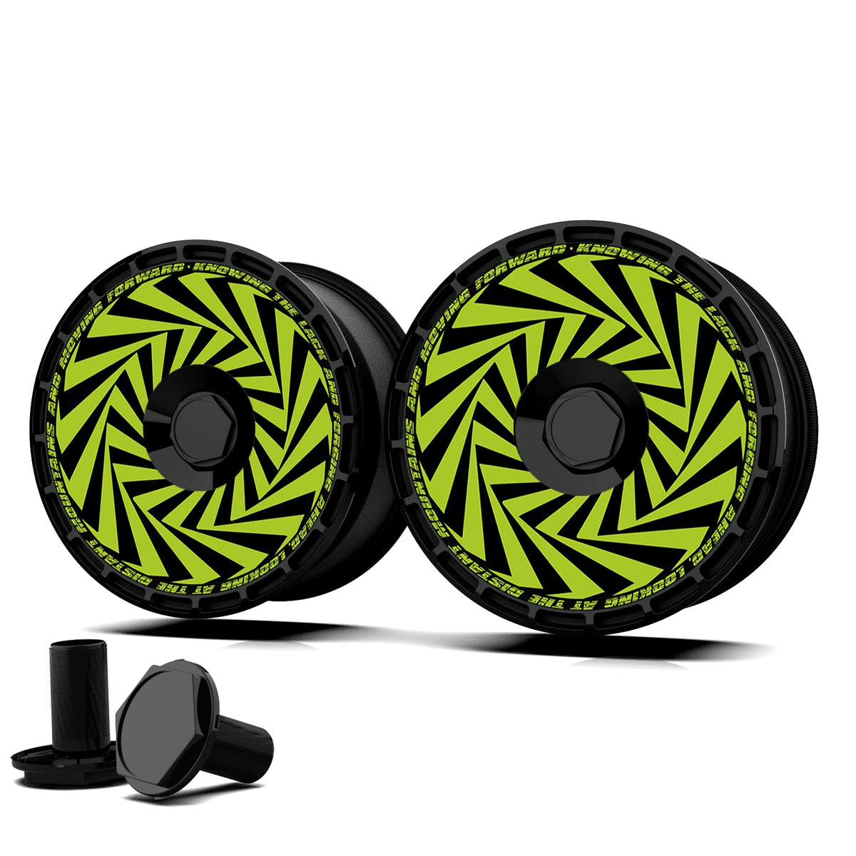 Custom Wheel Covers, Replaceable Rim Protector, Durable Scratch, Center Lock Installation  (Green Whirlpool, 4 PCS)